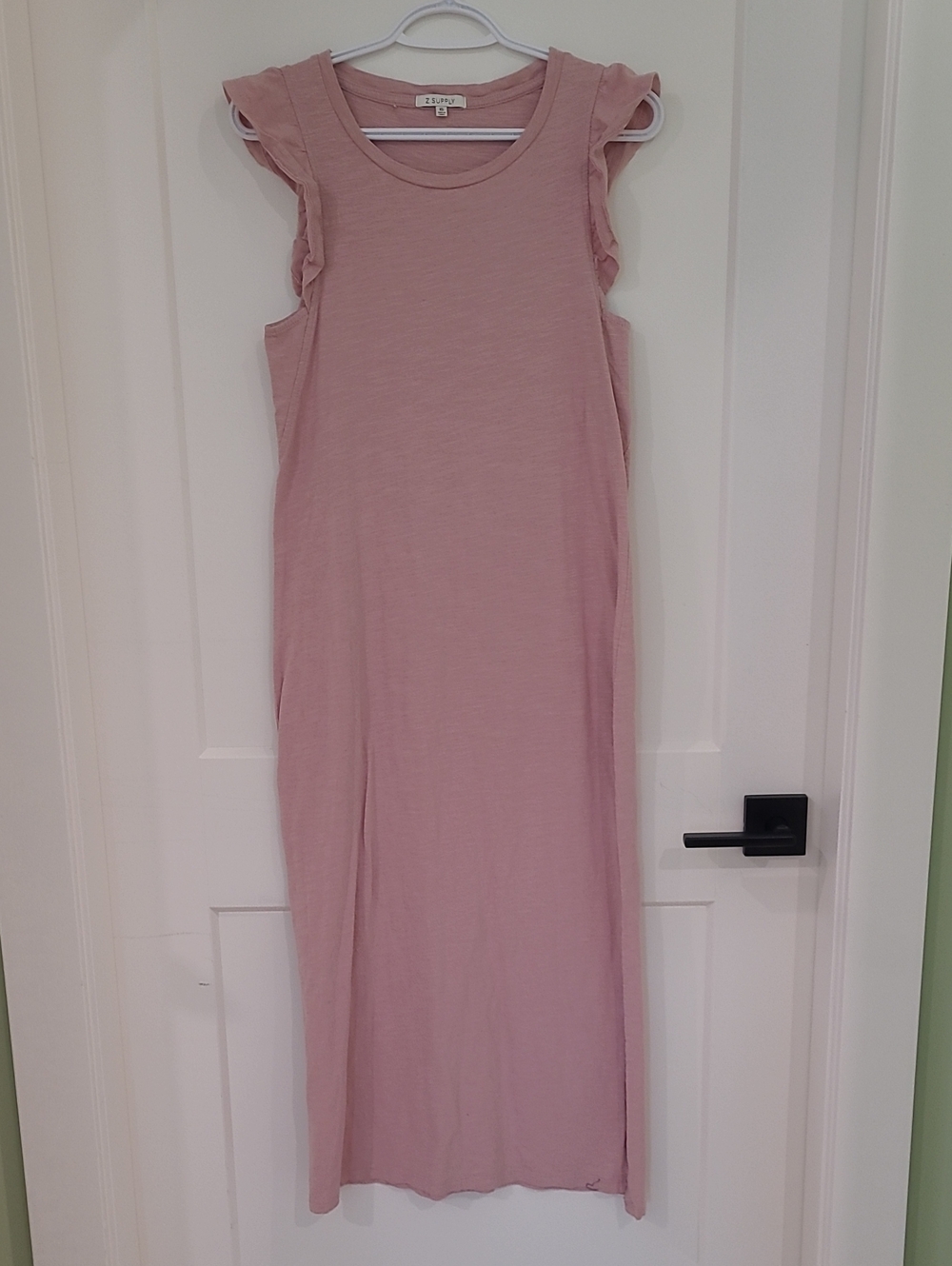 Z Supply Dusty Pink Ruffle-Shoulder Midi/Maxi Dress